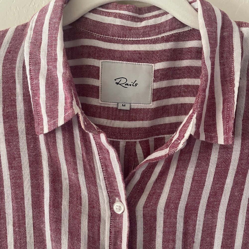 Rails Charli Bordeaux Striped Button Front Shirt … - image 2
